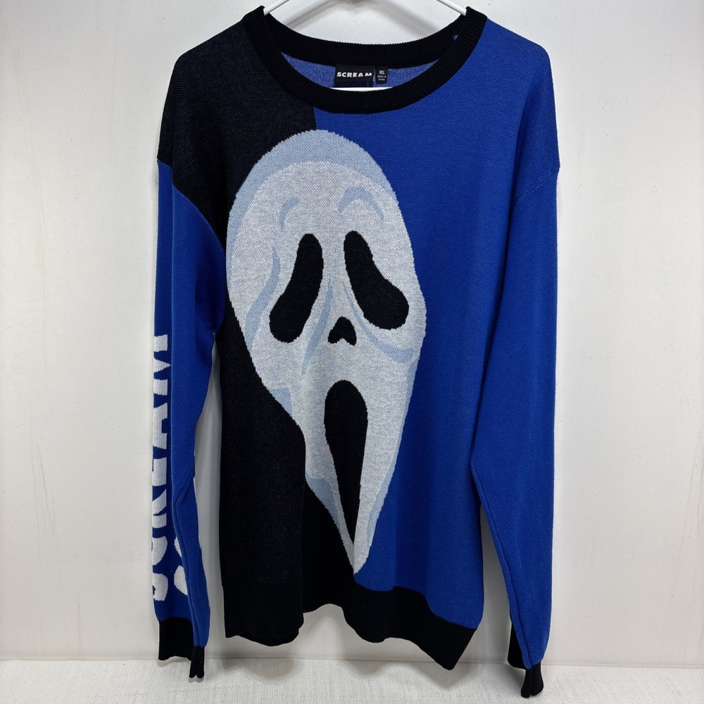Scream Movie‎ Official Ghostface Men's Blue And Black Sweater Size XL NWT